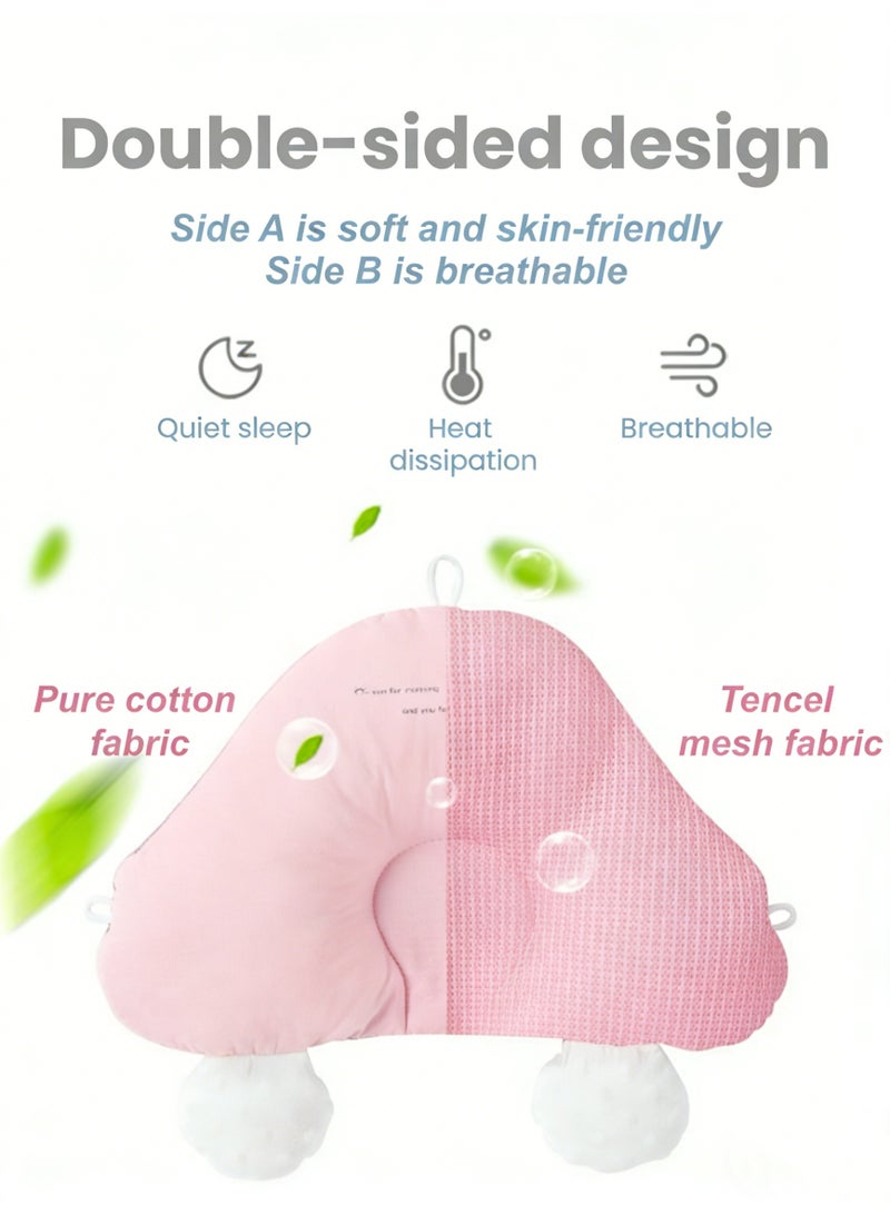 Baby Head Support Pillow for Newborns, Memory Foam Infant Pillow with Adjustable Height and 2 Removable Fixing Posts, Double-Sided Soothing Nursing & Sleeping Cushion, Soft Breathable Baby Bedding Pillow（Pink） - Image 4